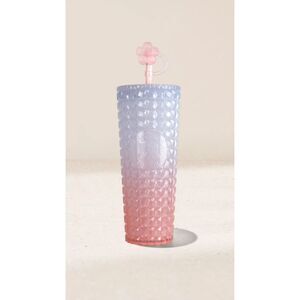 Starbucks 2026 Spring Pink Gradient Cold Cup with Flower Straw Topper 24Oz. NWT